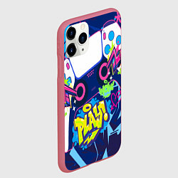 Чехол iPhone 11 Pro матовый Абстрактное граффити с приставкой, цвет: 3D-малиновый — фото 2