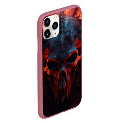 Чехол iPhone 11 Pro матовый Demon skull with horns, цвет: 3D-малиновый — фото 2