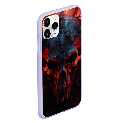 Чехол iPhone 11 Pro матовый Demon skull with horns / 3D-Светло-сиреневый – фото 2