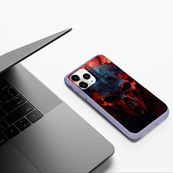 Чехол iPhone 11 Pro матовый Demon skull with horns, цвет: 3D-светло-сиреневый — фото 2