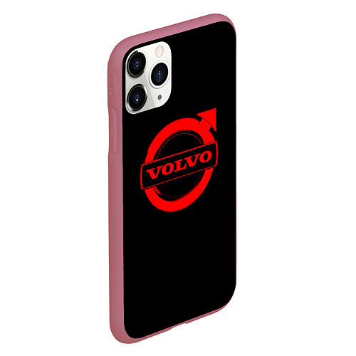 Чехол iPhone 11 Pro матовый Volvo red logo auto / 3D-Малиновый – фото 2