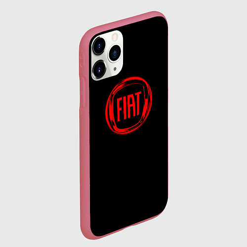 Чехол iPhone 11 Pro матовый FIAT logo red / 3D-Малиновый – фото 2