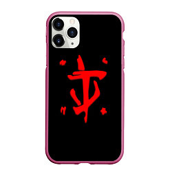 Чехол iPhone 11 Pro матовый Doom logo red, цвет: 3D-малиновый