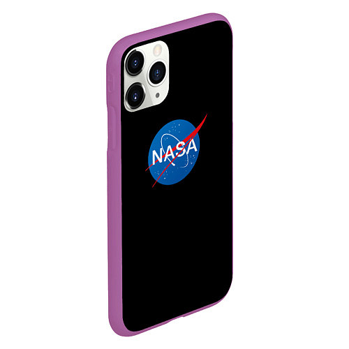 Чехол iPhone 11 Pro матовый Nasa logo space blue / 3D-Фиолетовый – фото 2