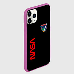 Чехол iPhone 11 Pro матовый Nasa space logo steel, цвет: 3D-фиолетовый — фото 2