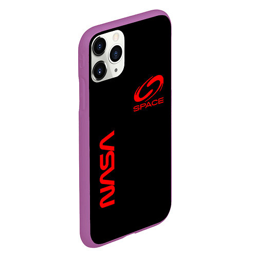Чехол iPhone 11 Pro матовый Nasa space red logo / 3D-Фиолетовый – фото 2