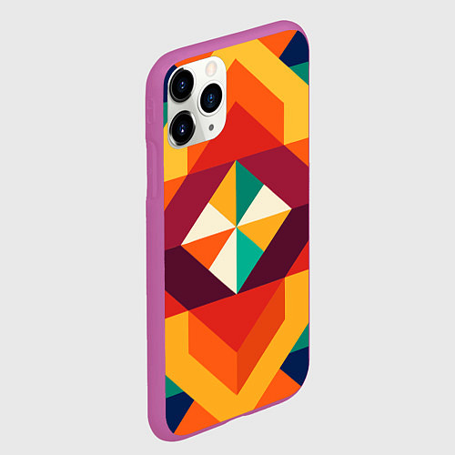 Чехол iPhone 11 Pro матовый Геометрическая абстракция цветок / 3D-Фиолетовый – фото 2