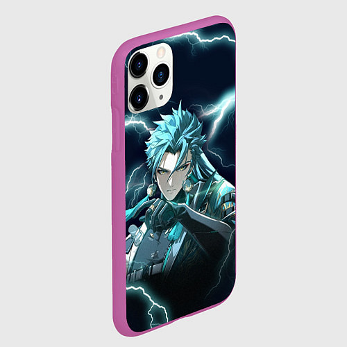 Чехол iPhone 11 Pro матовый Джиян - Грозовые волны / 3D-Фиолетовый – фото 2