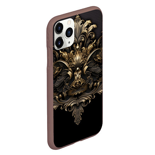 Чехол iPhone 11 Pro матовый Объемные старые классические узоры / 3D-Коричневый – фото 2