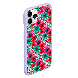 Чехол iPhone 11 Pro матовый Анемоны цветы яркий принт, цвет: 3D-светло-сиреневый — фото 2