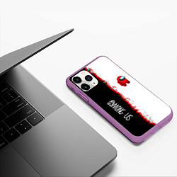 Чехол iPhone 11 Pro матовый Among us предатель, цвет: 3D-фиолетовый — фото 2