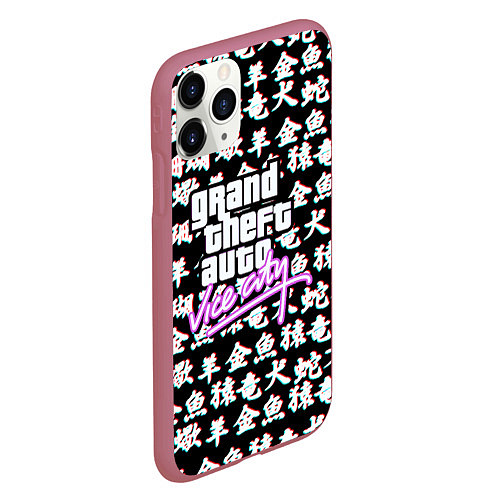 Чехол iPhone 11 Pro матовый GTA vice city japan / 3D-Малиновый – фото 2