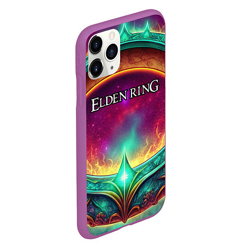 Чехол iPhone 11 Pro матовый Elden Ring кольцо и магия / 3D-Фиолетовый – фото 2