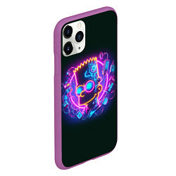 Чехол iPhone 11 Pro матовый Neon Bart Simpson - cyberpunk fantasy, цвет: 3D-фиолетовый — фото 2