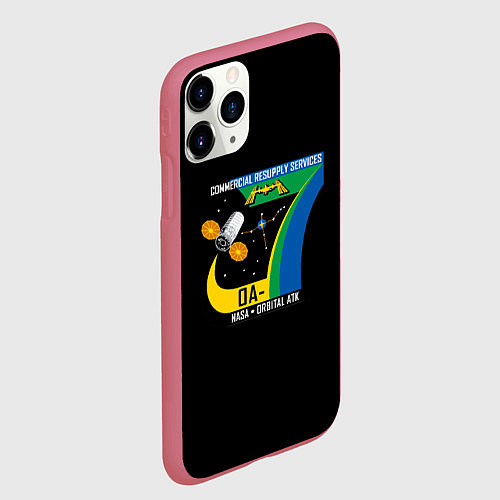 Чехол iPhone 11 Pro матовый Nasa space logo usa / 3D-Малиновый – фото 2
