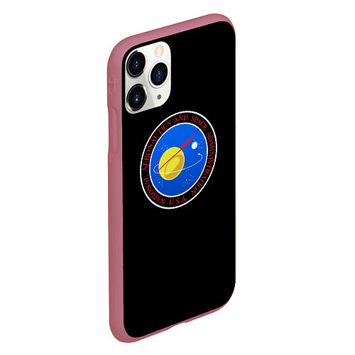 Чехол iPhone 11 Pro матовый NASA космос лого / 3D-Малиновый – фото 2