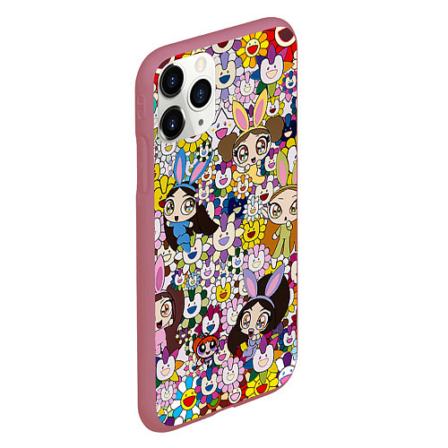 Чехол iPhone 11 Pro матовый Right now NewJeans and Takashi Murakami / 3D-Малиновый – фото 2