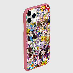 Чехол iPhone 11 Pro матовый Right now NewJeans and Takashi Murakami, цвет: 3D-малиновый — фото 2