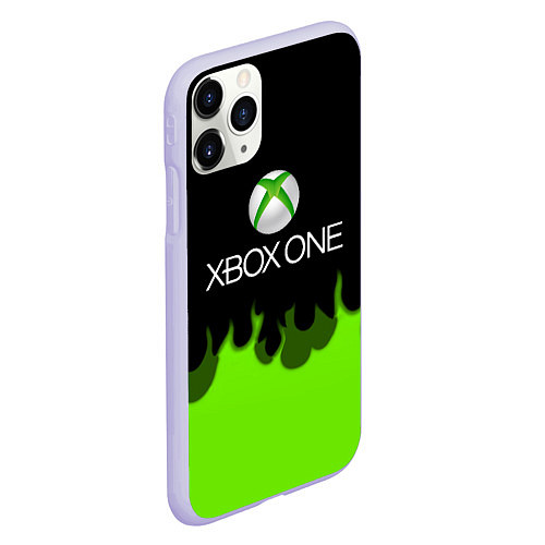 Чехол iPhone 11 Pro матовый Xbox green fire / 3D-Светло-сиреневый – фото 2