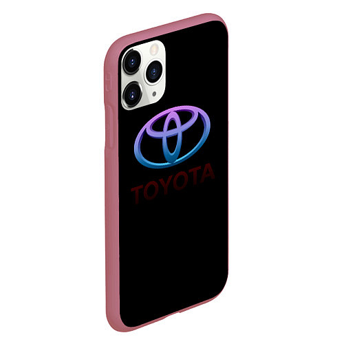 Чехол iPhone 11 Pro матовый Toyota neon steel / 3D-Малиновый – фото 2