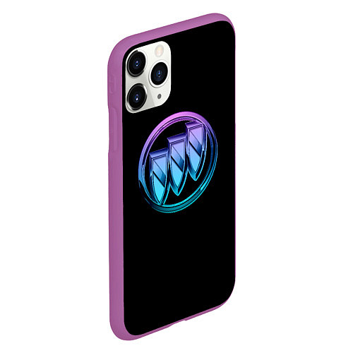 Чехол iPhone 11 Pro матовый Buick logo neon / 3D-Фиолетовый – фото 2