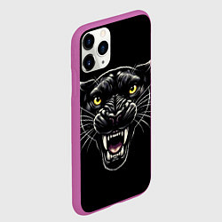 Чехол iPhone 11 Pro матовый Оскал пантеры - нейросеть, цвет: 3D-фиолетовый — фото 2