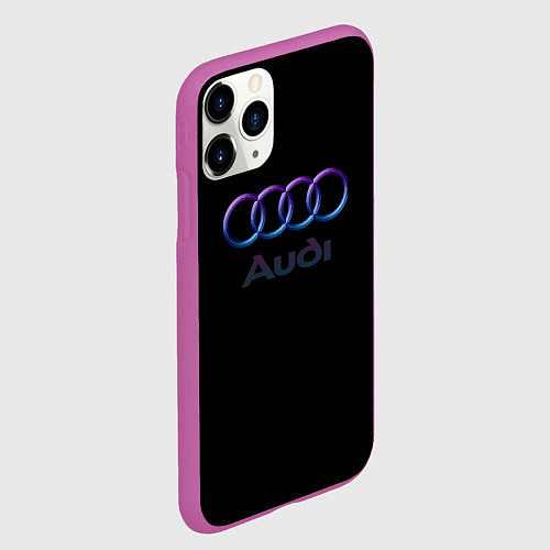 Чехол iPhone 11 Pro матовый Audi neon logo / 3D-Фиолетовый – фото 2