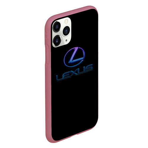 Чехол iPhone 11 Pro матовый Lexus авто неон / 3D-Малиновый – фото 2