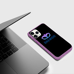 Чехол iPhone 11 Pro матовый Daewoo logo neon, цвет: 3D-фиолетовый — фото 2