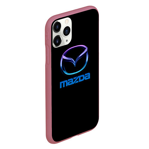 Чехол iPhone 11 Pro матовый Mazda neon logo / 3D-Малиновый – фото 2