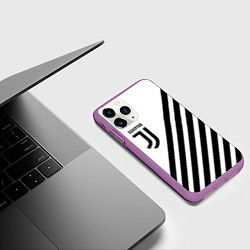 Чехол iPhone 11 Pro матовый Ювентус полосы, цвет: 3D-фиолетовый — фото 2