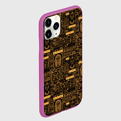 Чехол iPhone 11 Pro матовый Египетский орнамент - паттерн, цвет: 3D-фиолетовый — фото 2