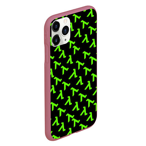 Чехол iPhone 11 Pro матовый Half life green logo / 3D-Малиновый – фото 2