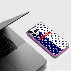 Чехол iPhone 11 Pro матовый Roblox pattern, цвет: 3D-фиолетовый — фото 2