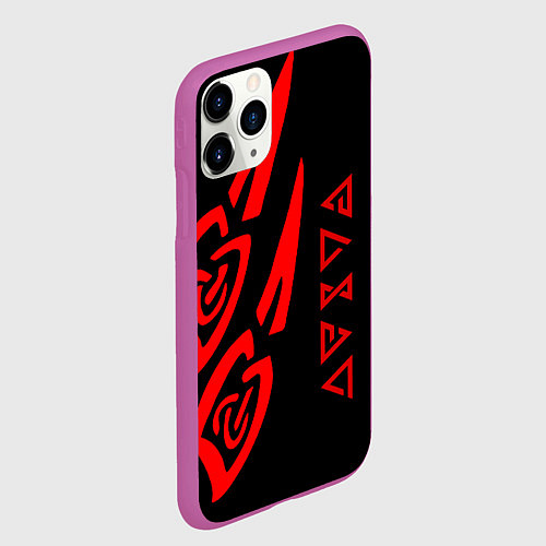 Чехол iPhone 11 Pro матовый The Witcher hunt / 3D-Фиолетовый – фото 2
