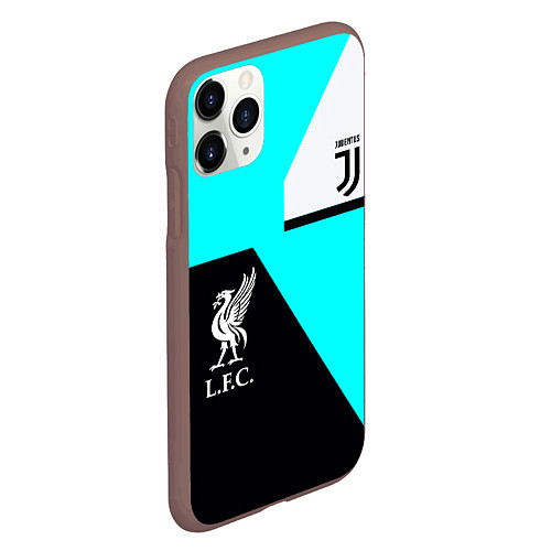 Чехол iPhone 11 Pro матовый Juventus x Liverpool geometry / 3D-Коричневый – фото 2