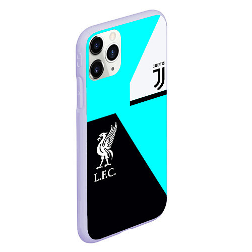Чехол iPhone 11 Pro матовый Juventus x Liverpool geometry / 3D-Светло-сиреневый – фото 2