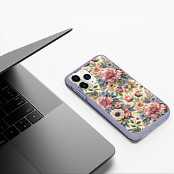 Чехол iPhone 11 Pro матовый Нежные цветочные мотивы, цвет: 3D-светло-сиреневый — фото 2