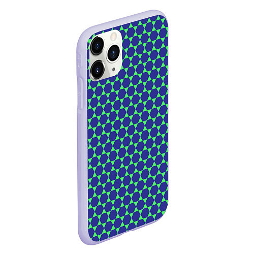 Чехол iPhone 11 Pro матовый Паттерн шестигранников / 3D-Светло-сиреневый – фото 2