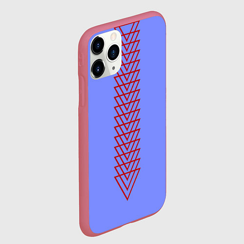 Чехол iPhone 11 Pro матовый Треугольники полосой / 3D-Малиновый – фото 2