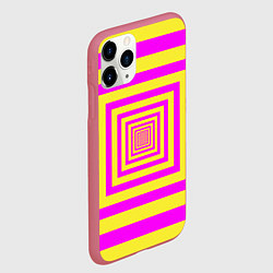 Чехол iPhone 11 Pro матовый Удаление квадратов - оптический коридор желтый, цвет: 3D-малиновый — фото 2