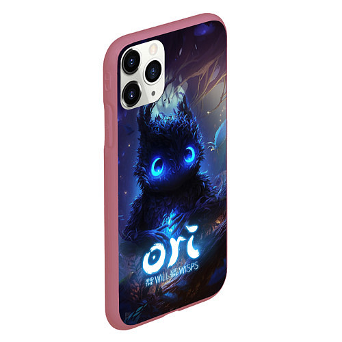 Чехол iPhone 11 Pro матовый Ori сова в слепом лесу / 3D-Малиновый – фото 2