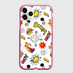 Чехол iPhone 11 Pro матовый Комикс изображение с собакой pop art, цвет: 3D-малиновый