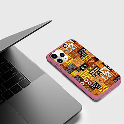 Чехол iPhone 11 Pro матовый Африканские этнический коллаж, цвет: 3D-малиновый — фото 2