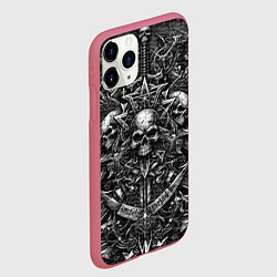 Чехол iPhone 11 Pro матовый Черепа с узорами, цвет: 3D-малиновый — фото 2