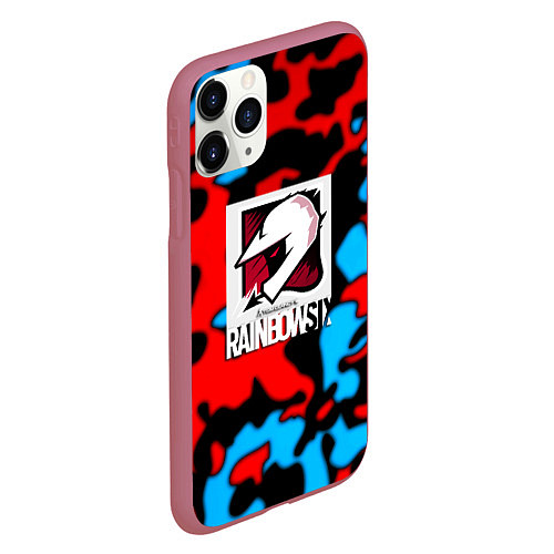 Чехол iPhone 11 Pro матовый Rainbow six камуфляж / 3D-Малиновый – фото 2