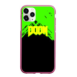 Чехол iPhone 11 Pro матовый Doom кислотное лого, цвет: 3D-малиновый