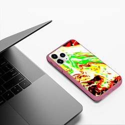 Чехол iPhone 11 Pro матовый Кислотные краски, цвет: 3D-малиновый — фото 2