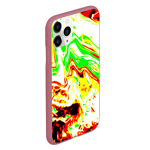 Чехол iPhone 11 Pro матовый Кислотные краски / 3D-Малиновый – фото 2
