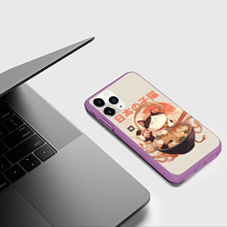 Чехол iPhone 11 Pro матовый Ramen and the cat, цвет: 3D-фиолетовый — фото 2